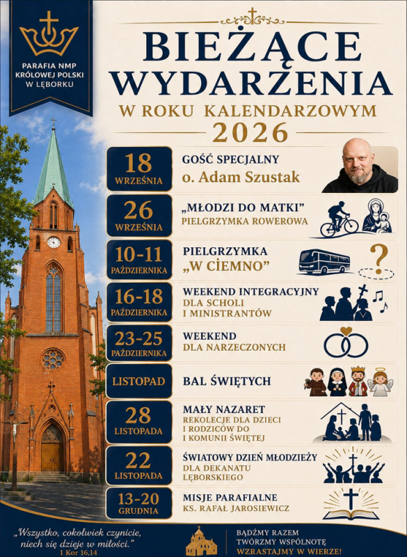 Bieżące wydarzenia w parafii NMP Królowej Polski
